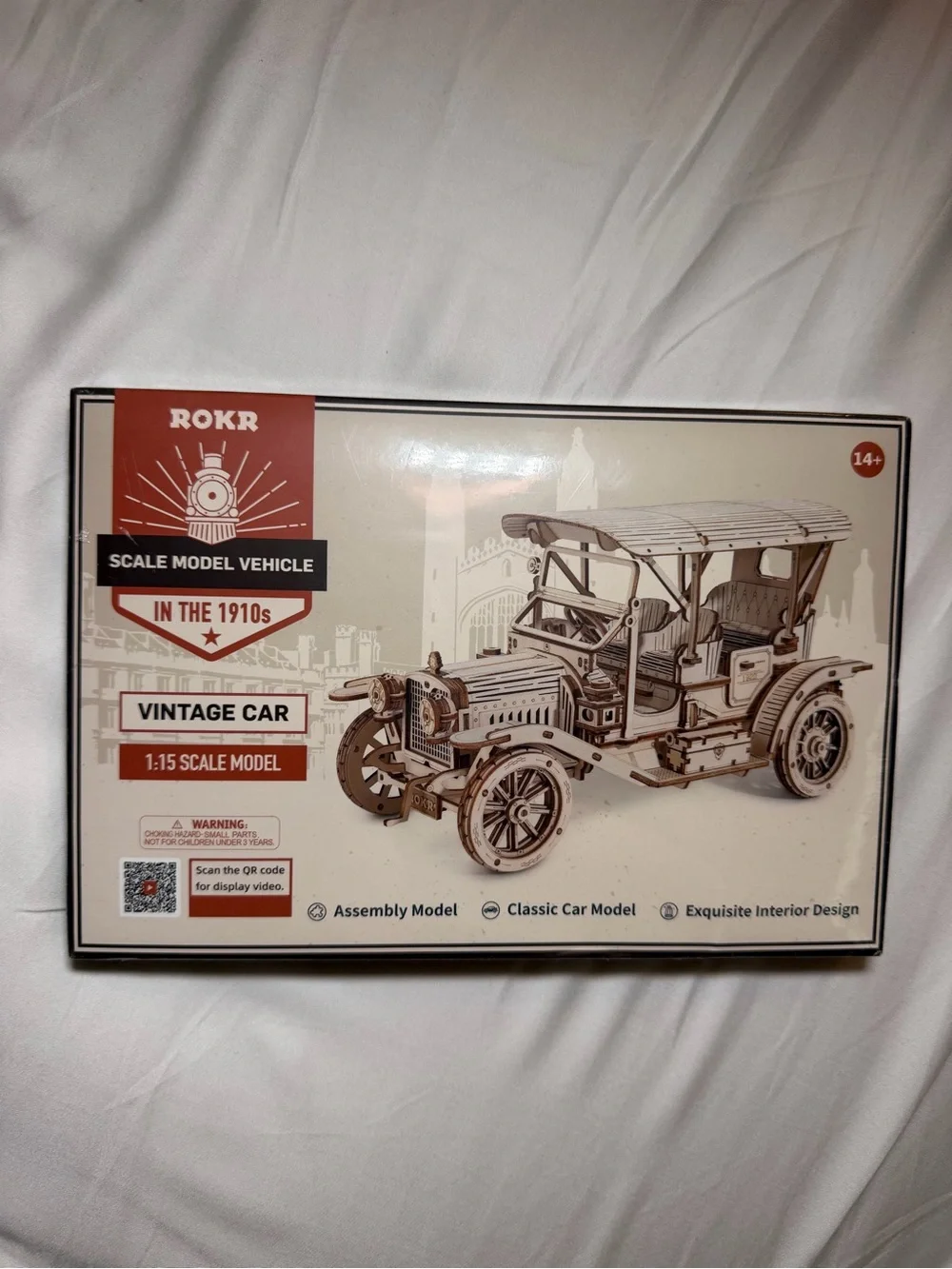 ROKR MC801 Vintage Car 1:15 Wood Model Kit Unassembled Not Painted Age 14+